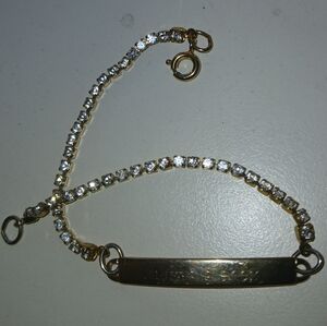 Sweetheart Bracelet Steve & Kathy Inscribed Gold Plate Rhinestones
